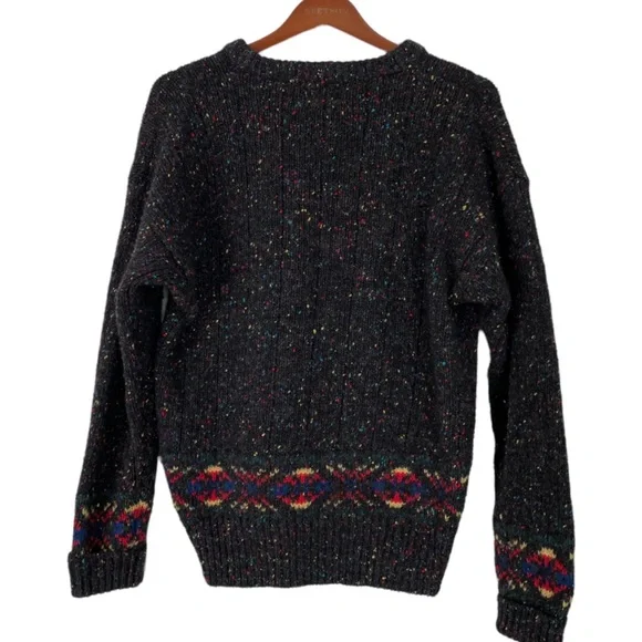 Woolrich sweater vintage hand knit wool black flecked men’s size M - Picture 2 of 6